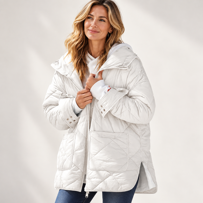Womens Quilted Puffer Jacket Hooded Winter Coat Lightweight Jacket