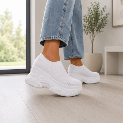 Women's Knit Platform Slip-On Sneakers