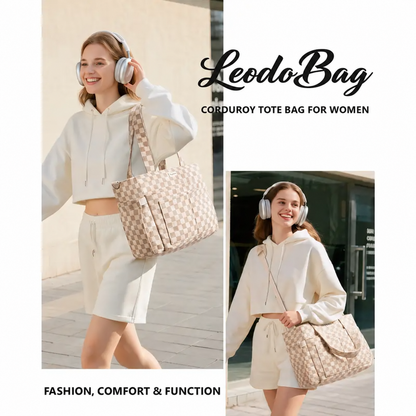 LeodoBag Women's Corduroy Laptop Work Tote