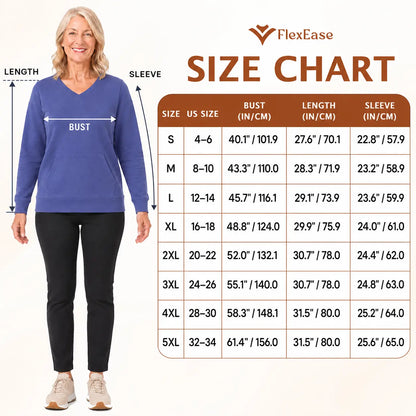 FlexEase - Women’s Stretch Microfleece V-Neck Sweatshirt with Pocket