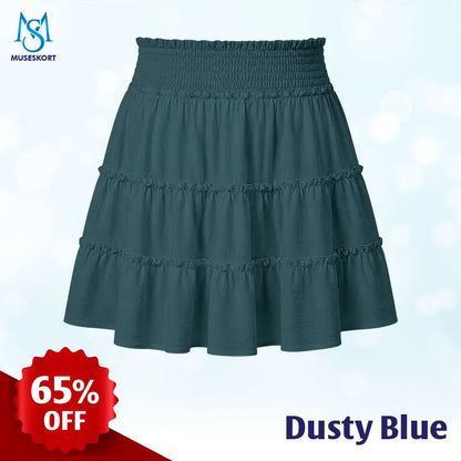 MuseSkort - High-Waisted Tiered Ruffle Skort with Hidden Pockets