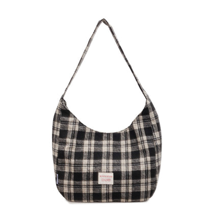 Tweed Plaid Patchwork Hobo Bag