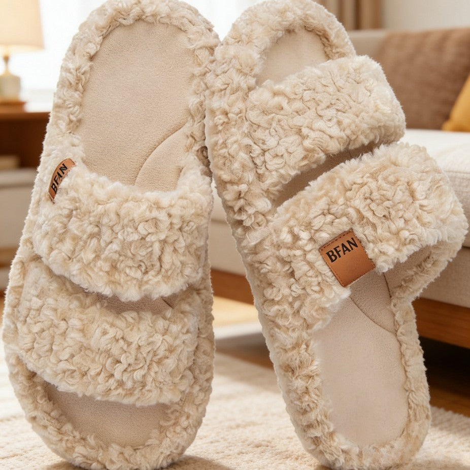 Unisex Cozy Plush Double-Strap House Slippers