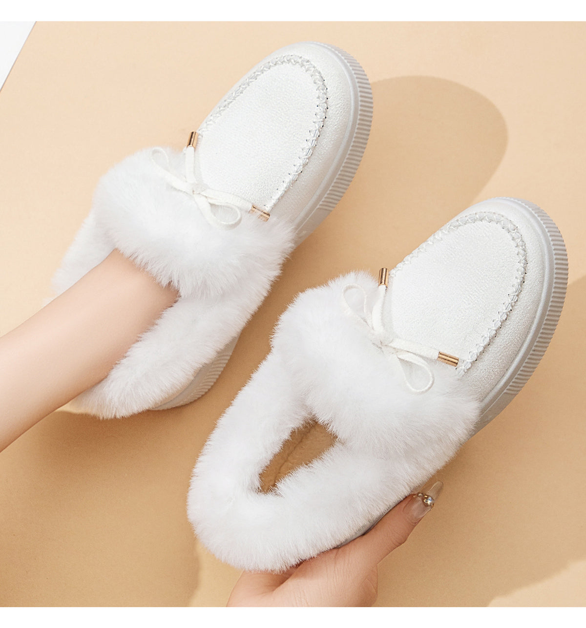 2026 Women's Cozy Winter Ankle Boots – Warm Furry Bow Style