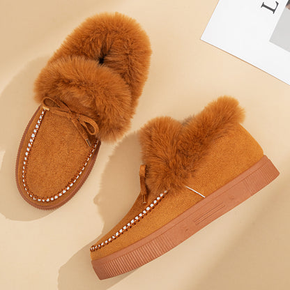 2026 Women's Cozy Winter Ankle Boots – Warm Furry Bow Style