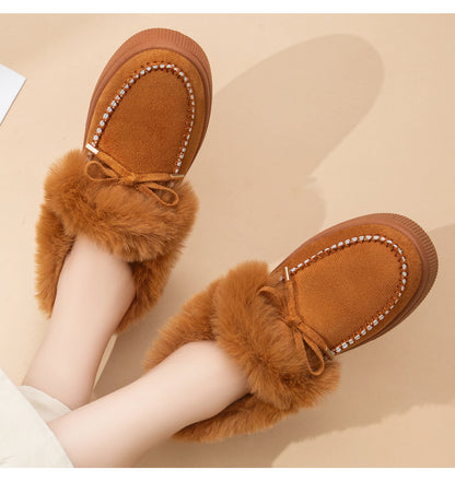 2026 Women's Cozy Winter Ankle Boots – Warm Furry Bow Style