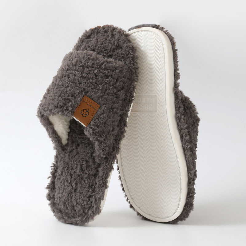 Unisex Teddy Fleece Open-Toe House Slides