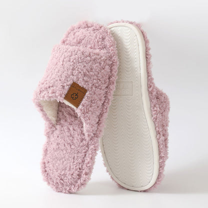 Unisex Teddy Fleece Open-Toe House Slides