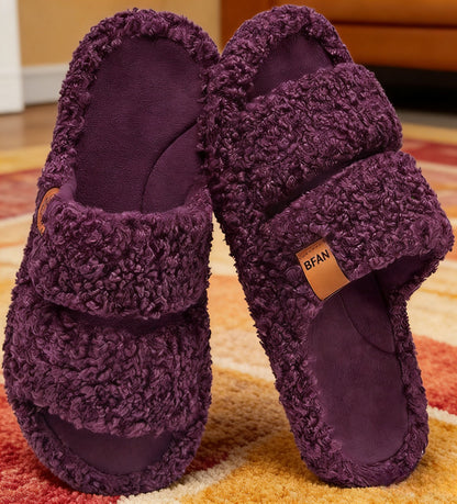 Unisex Cozy Plush Double-Strap House Slippers