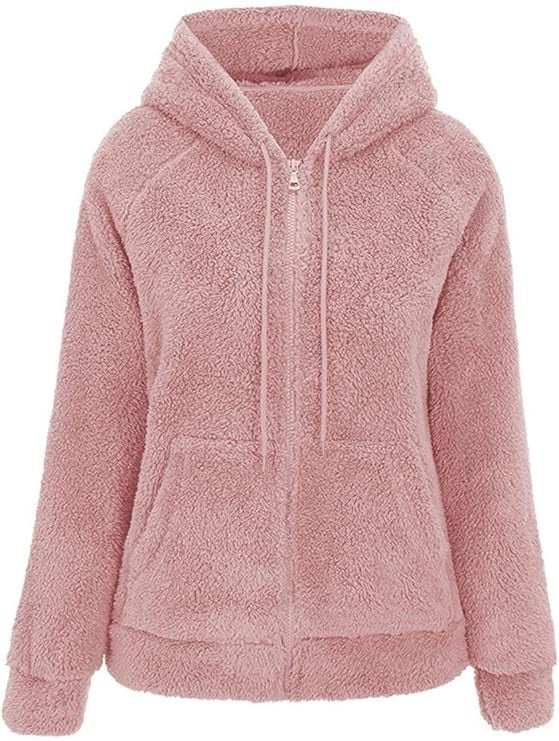 2026 Women’s Cozy Teddy Fleece Hooded Jacket – Warm Zip-Up Plush Cardigan