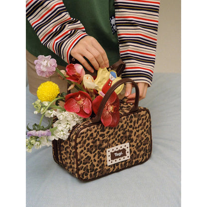 Bowling Storage Makeup Bag, Handbag, Small Square Bag, Polka Dot Leopard Print