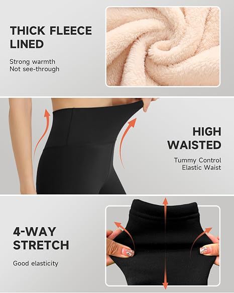 Fleece Lined Leggings Women - Thermal Winter Warm Thick Pants