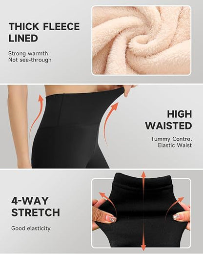 Fleece Lined Leggings Women - Thermal Winter Warm Thick Pants