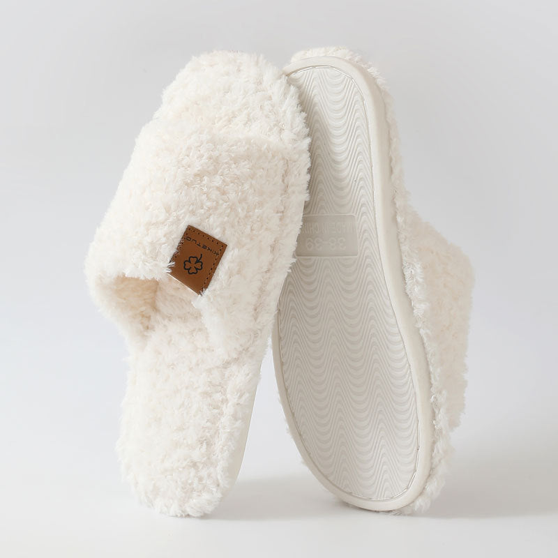 Unisex Teddy Fleece Open-Toe House Slides