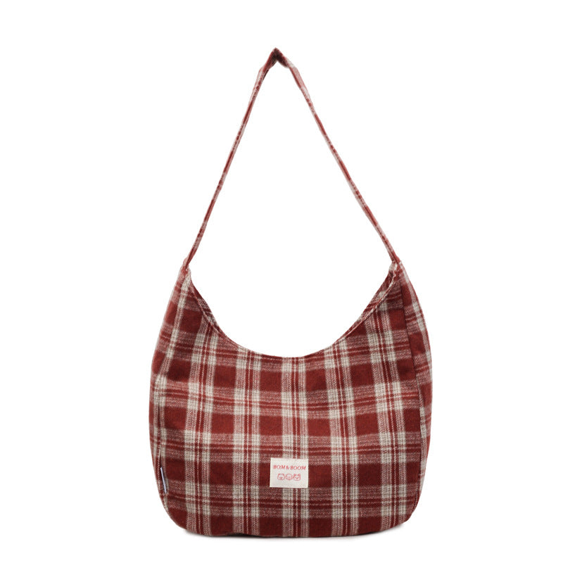 Tweed Plaid Patchwork Hobo Bag