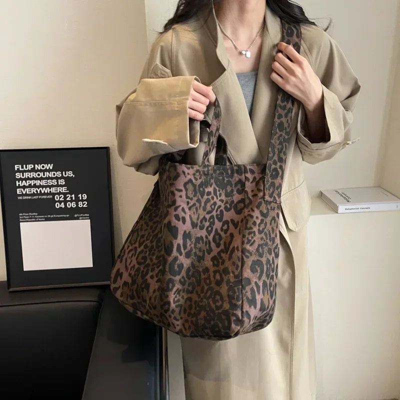Women's Leopard Print Oversized Crossbody Bag