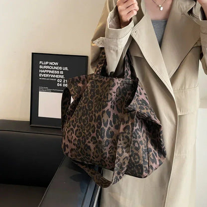Women's Leopard Print Oversized Crossbody Bag