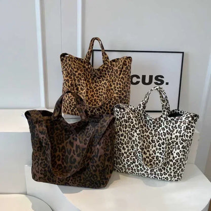 Women's Leopard Print Oversized Crossbody Bag