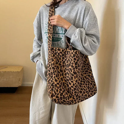 Women's Leopard Print Oversized Crossbody Bag