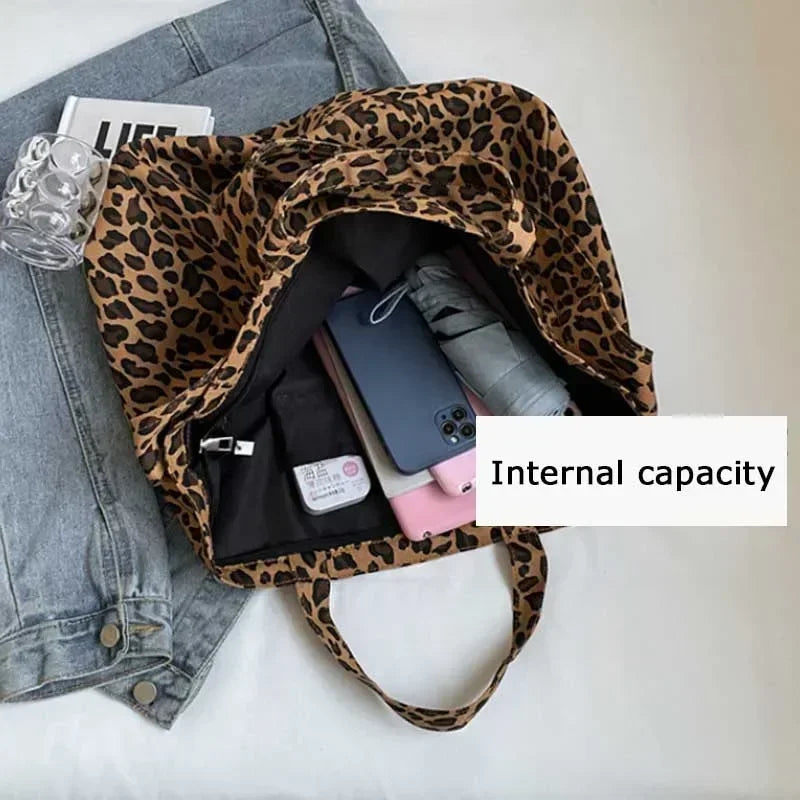 Women's Leopard Print Oversized Crossbody Bag
