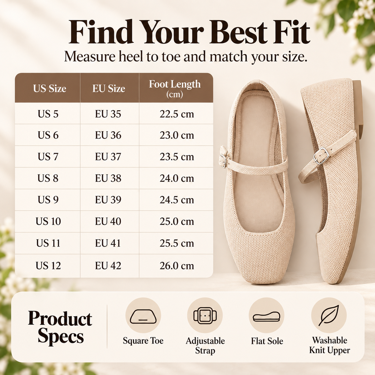 FlexStep™ Knit Mary Jane Flats – Square Toe Comfort Shoes for Women