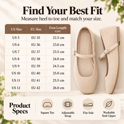 FlexStep™ Knit Mary Jane Flats – Square Toe Comfort Shoes for Women