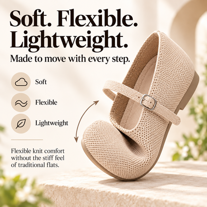 FlexStep™ Knit Mary Jane Flats – Square Toe Comfort Shoes for Women