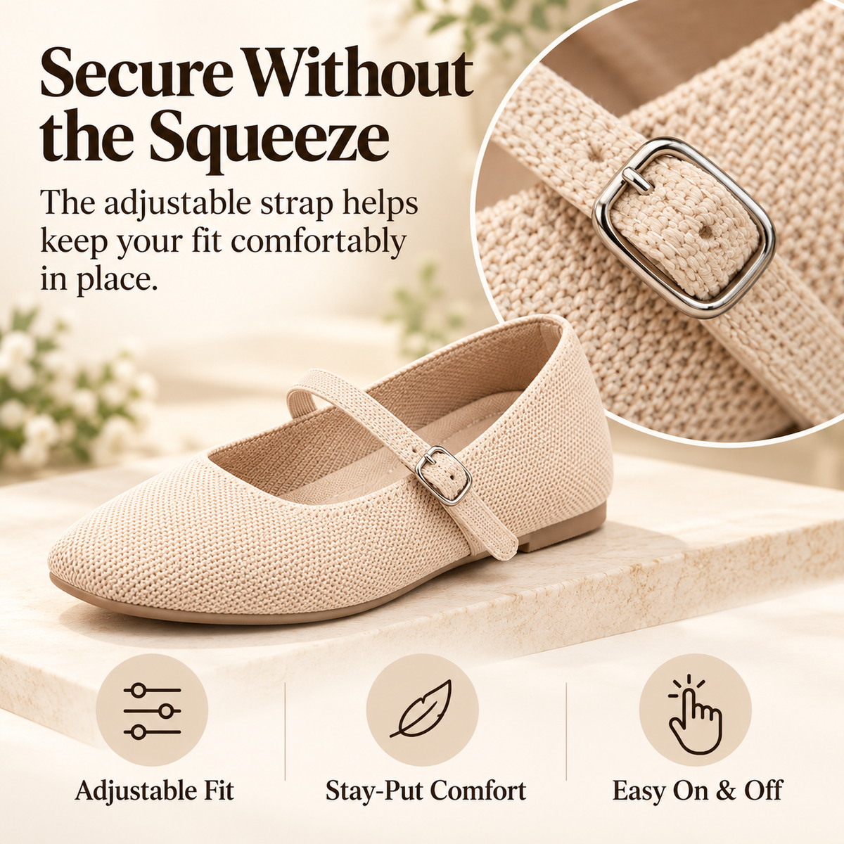 FlexStep™ Knit Mary Jane Flats – Square Toe Comfort Shoes for Women