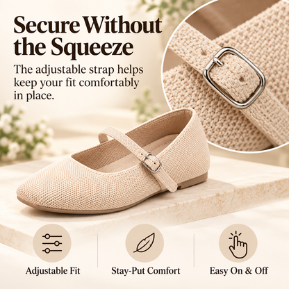 FlexStep™ Knit Mary Jane Flats – Square Toe Comfort Shoes for Women