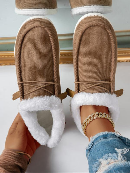 Women’s Fleece-Lined Slip-On Loafers – Warm & Comfortable Casual Shoes