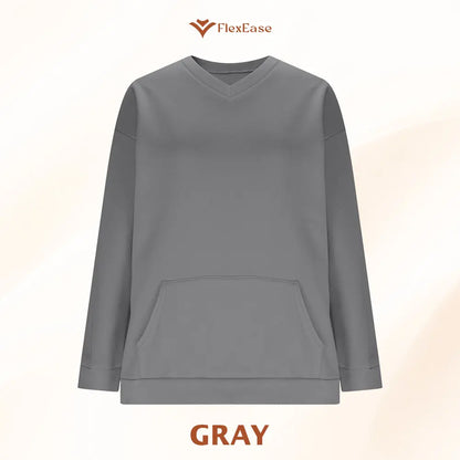 FlexEase - Women’s Stretch Microfleece V-Neck Sweatshirt with Pocket