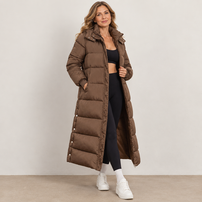 Womens Long Puffer Coat Warm Zip Hooded Winter Coats Jackets