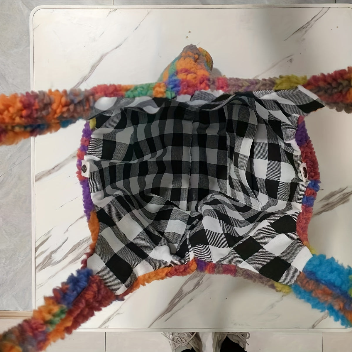 Colorful Checkered Plush Tote Bag