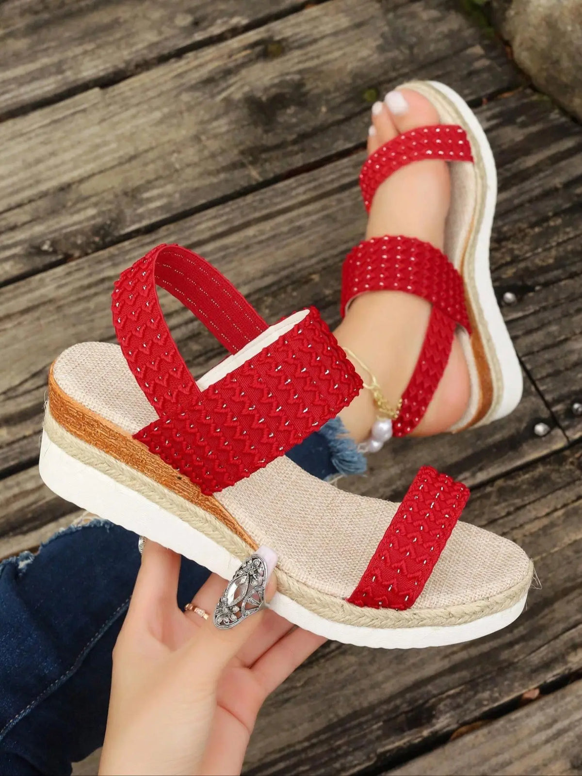 Women's Fashionable Stylish Boho Style Elevated Wedge Sandals