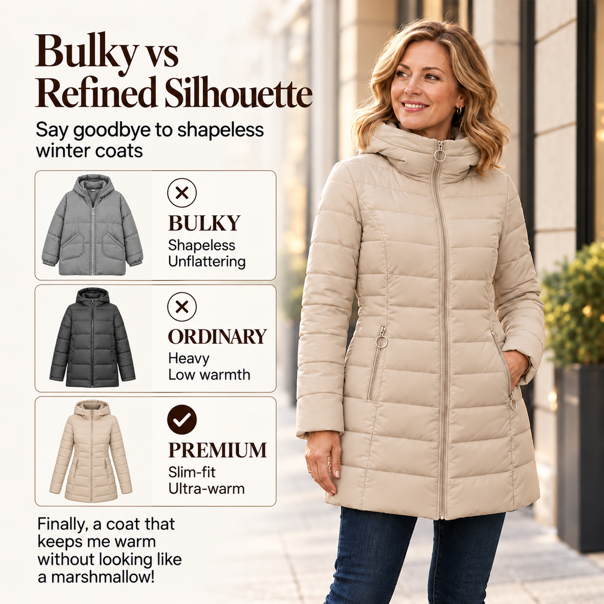 ❄️Warmth Without the Bulk | Women's Plush-Lined Hooded Mid-Length Coat⚡ Free Shipping