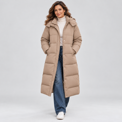 Womens Long Puffer Coat Warm Zip Hooded Winter Coats Jackets