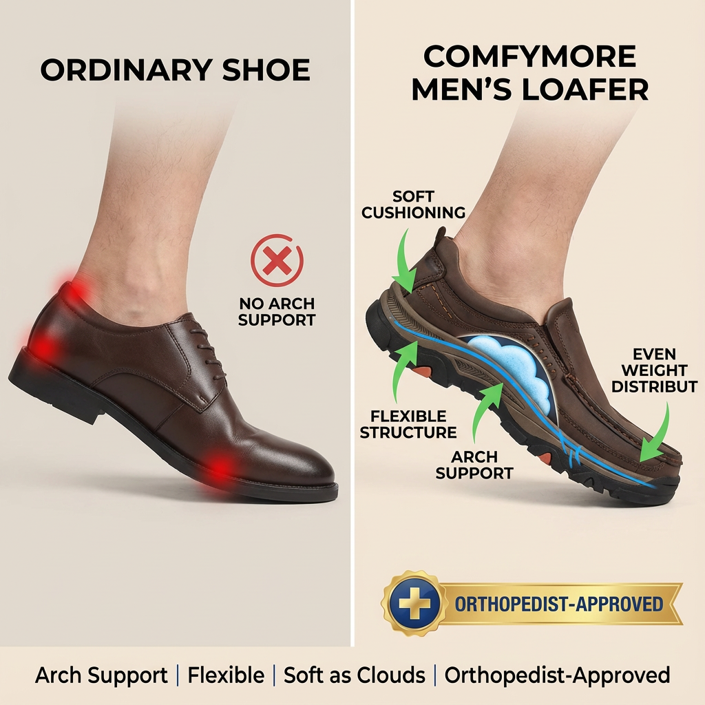 ⏰Promotion 50% OFF - Men's Comfort Orthopedic Leather Slip-On Loafers — Easy On & Arch Support