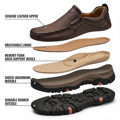 ⏰Promotion 50% OFF - Men's Comfort Orthopedic Leather Slip-On Loafers — Easy On & Arch Support