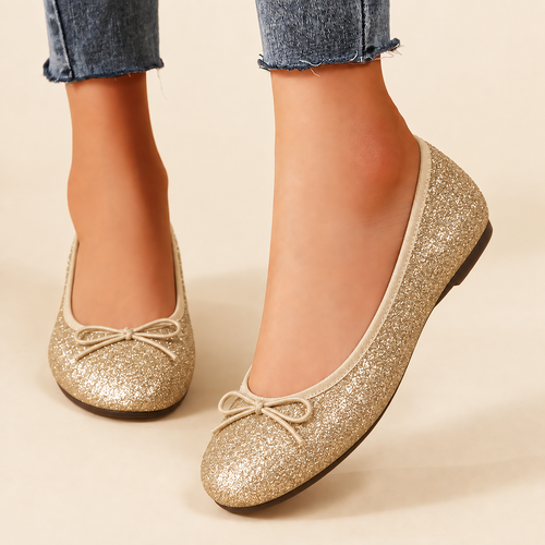 Women’s Glitter Comfort Ballet Flats – Cushioned Support & All-Day Comfort