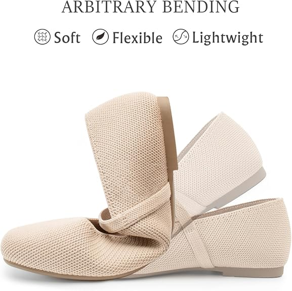 FlexStep™ Knit Mary Jane Flats – Square Toe Comfort Shoes for Women