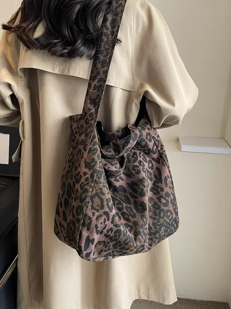 Women's Large-Capacity Leopard Corduroy Tote Bag