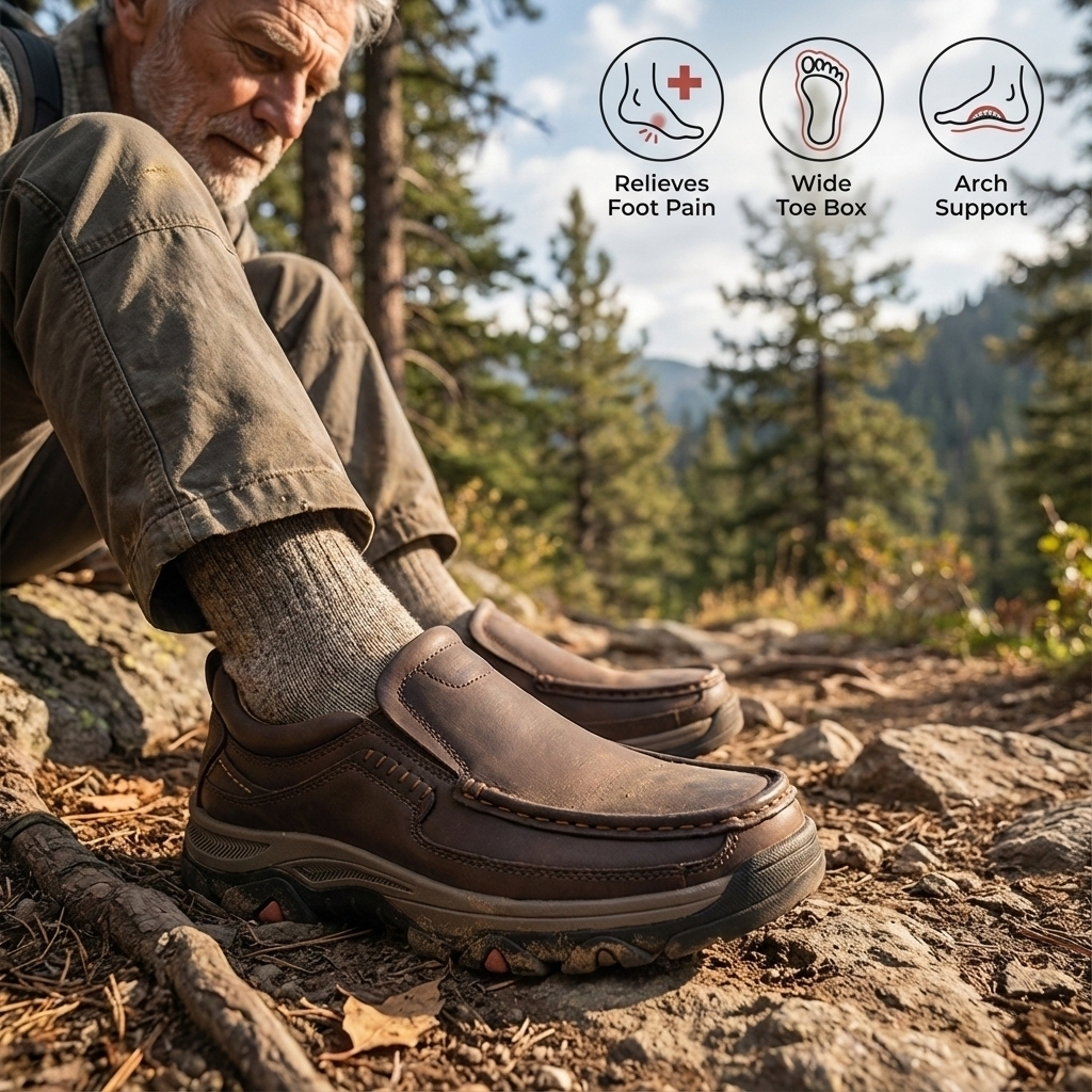 ⏰Promotion 50% OFF - Men's Comfort Orthopedic Leather Slip-On Loafers — Easy On & Arch Support