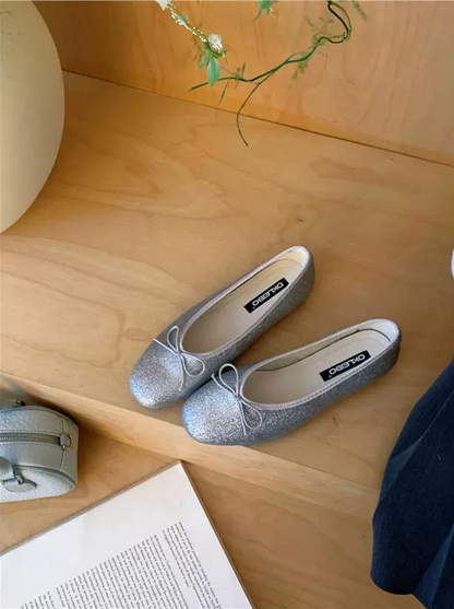 Women’s Glitter Comfort Ballet Flats – Cushioned Support & All-Day Comfort