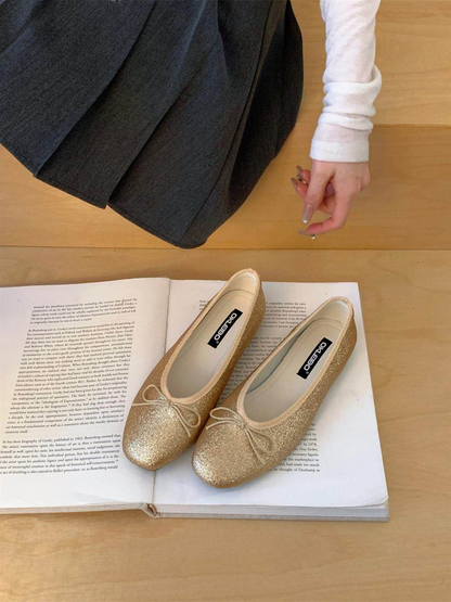 Women’s Glitter Comfort Ballet Flats – Cushioned Support & All-Day Comfort