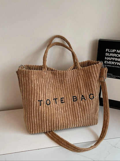 Women's Large-Capacity Leopard Corduroy Tote Bag