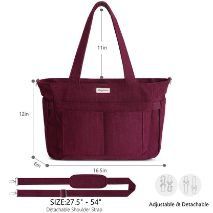 LeodoBag Women's Corduroy Laptop Work Tote
