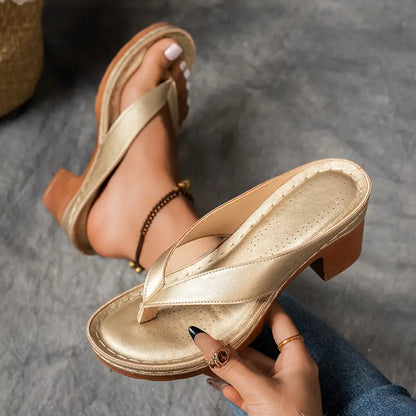 🔥Best Seller-Last Day Sale 60% OFF🔥Women'S Solid Color Summer Chunky Heel Sandals ( Buy 2 Free Shipping )