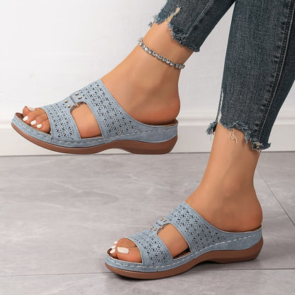 New Summer Hollow Breathable Sandals for Women, Comfortable Flat Slip-Ons