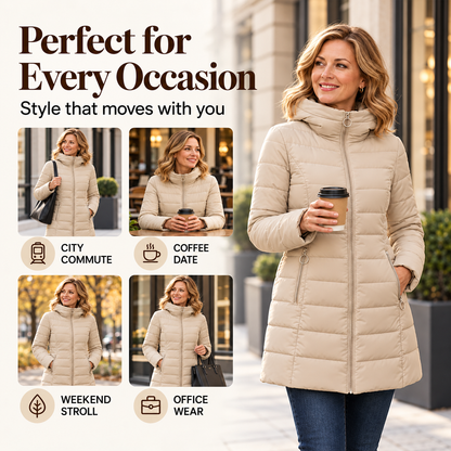 ❄️Warmth Without the Bulk | Women's Plush-Lined Hooded Mid-Length Coat⚡ Free Shipping