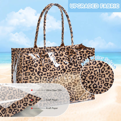KALIDI Women's PVC+Paper Aesthetic Tote Bag - Waterproof Lightweight Large Capacity Double Handle Everyday Bag for Work, Gifts for Women